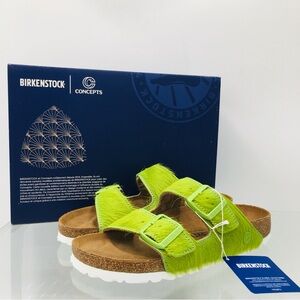 Birkenstock Arizona Hairy Lime Green Sandals Size EU 40 Narrow Fit